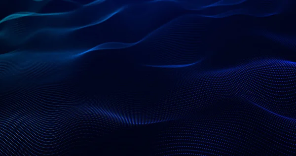 Dijitalleştirilmiş efektli mavi dalgaların büyüleyici soyut deseni ışık ve dokunun karmaşık etkileşimini gösteriyor, derinlik ve ritim duygusu yaratıyor..