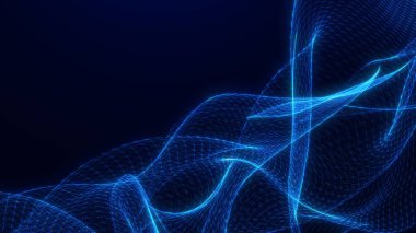 Karanlık bir arkaplan karşısında mavi ışık dalgalarının büyüleyici girdabını keşfedin, dinamik ve fütüristik bir soyut kalıp yaratarak akıcılık ve enerji hissi yaratın..