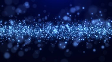 Parıldayan mavi ışığın büyüleyici bir yatay görüntüsü karanlık bir arkaplana çarpıyor, dingin ve büyülü bir ortam yaratıyor çeşitli yaratıcı projeler için mükemmel..