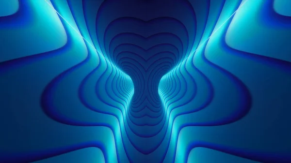 Fütürist mavi bir tüneli barındıran büyüleyici soyut bir tasarım. Pürüzsüz kıvrımlar ve neon ışıklarla güçlendirilmiş kalp şeklindeki desenler derinlik ve sonsuzluk yanılsaması yaratır..