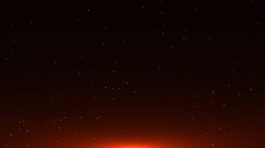 Karanlık bir arkaplanda parlayan kor parçacıklarının olduğu büyüleyici bir sahne, huzurlu bir geceyi anımsatan sıcak ve ateşli bir atmosfer yaratıyor..