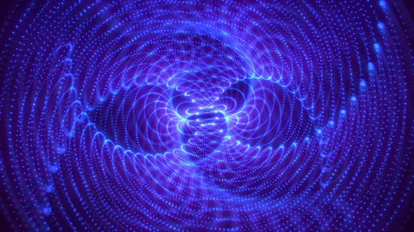 Mavi ışık dalgalarının dinamik deseni büyüleyici bir etki yaratır. Işık ve hareketin etkileşimi büyüleyici bir geometrik tasarım oluşturur, izleyiciyi hipnotik görsel bir deneyime çeker..