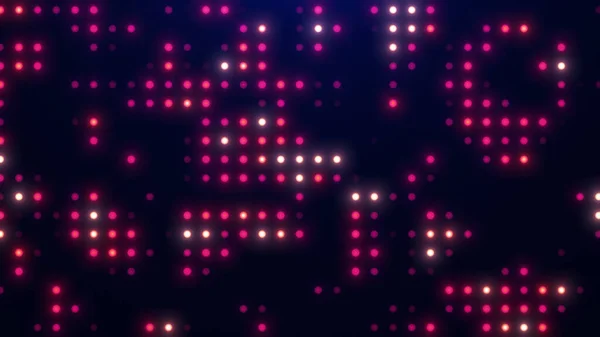 Soyut bir dijital ekran, koyu bir zemin üzerinde pembe ve beyaz noktalar parlayarak büyüleyici bir ışık ve gölge deseni oluşturur. Noktalar parlaklıkta farklılık gösteriyor, derinlik ve hareket hissi veren karmaşık tasarımlar oluşturuyor, teknisyenler için mükemmel.