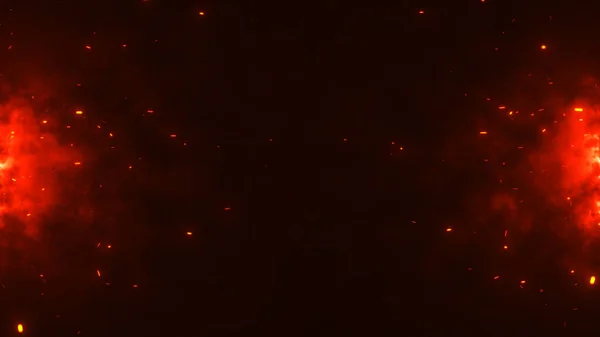 Alevli kıvılcımların dinamik bir görüntüsü ve karanlık bir atmosferde asılı parlayan közler, kızgın ateşi hatırlatan yoğun ve dramatik bir görsel etki yaratır..