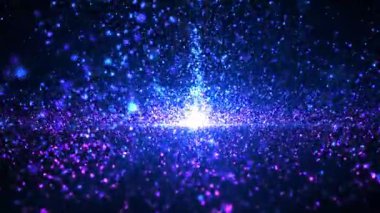 Soyut, renkli ışık parçacıkları akışı. Güzel bokeh ve parlak noktalar yükselir ve ışıkla aydınlatılır. Kusursuz döngü canlandırması.