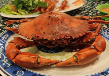 Steamed Mud Crab Served Fresh and Whole