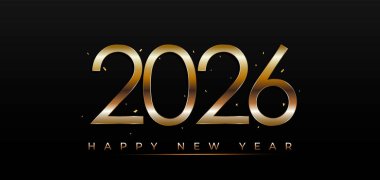 2026 Altın 3d Mutlu Yıllar Yeni Yıl Numaraları Yeni Yıl Tarihi. Tebrik kartı için pankart