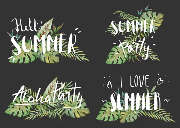 Hallo Sommer Oha Party Ich Liebe Sommer Sommerfest Sommer Schriftzüge — Stockvektor