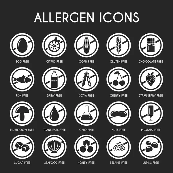 Icônes Allergènes Illustration Vectorielle — Image vectorielle