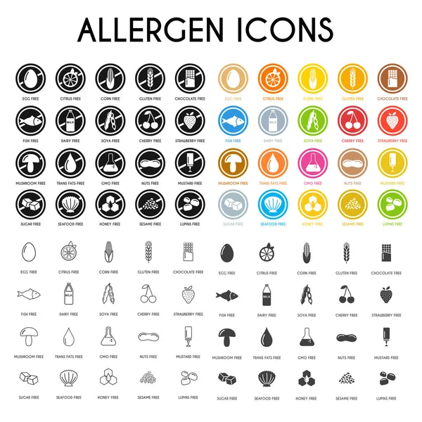Allergen Icons Vector Illustration — Stock Vector