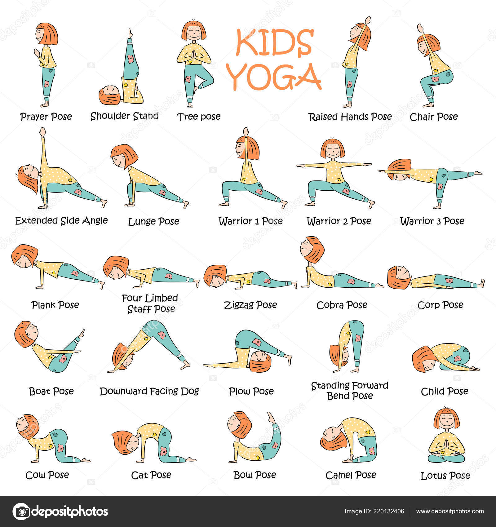 Yoga Kids Set Gymnastics Children Healthy Lifestyle Vector Illustration  Stock Vector Image by © #220132406