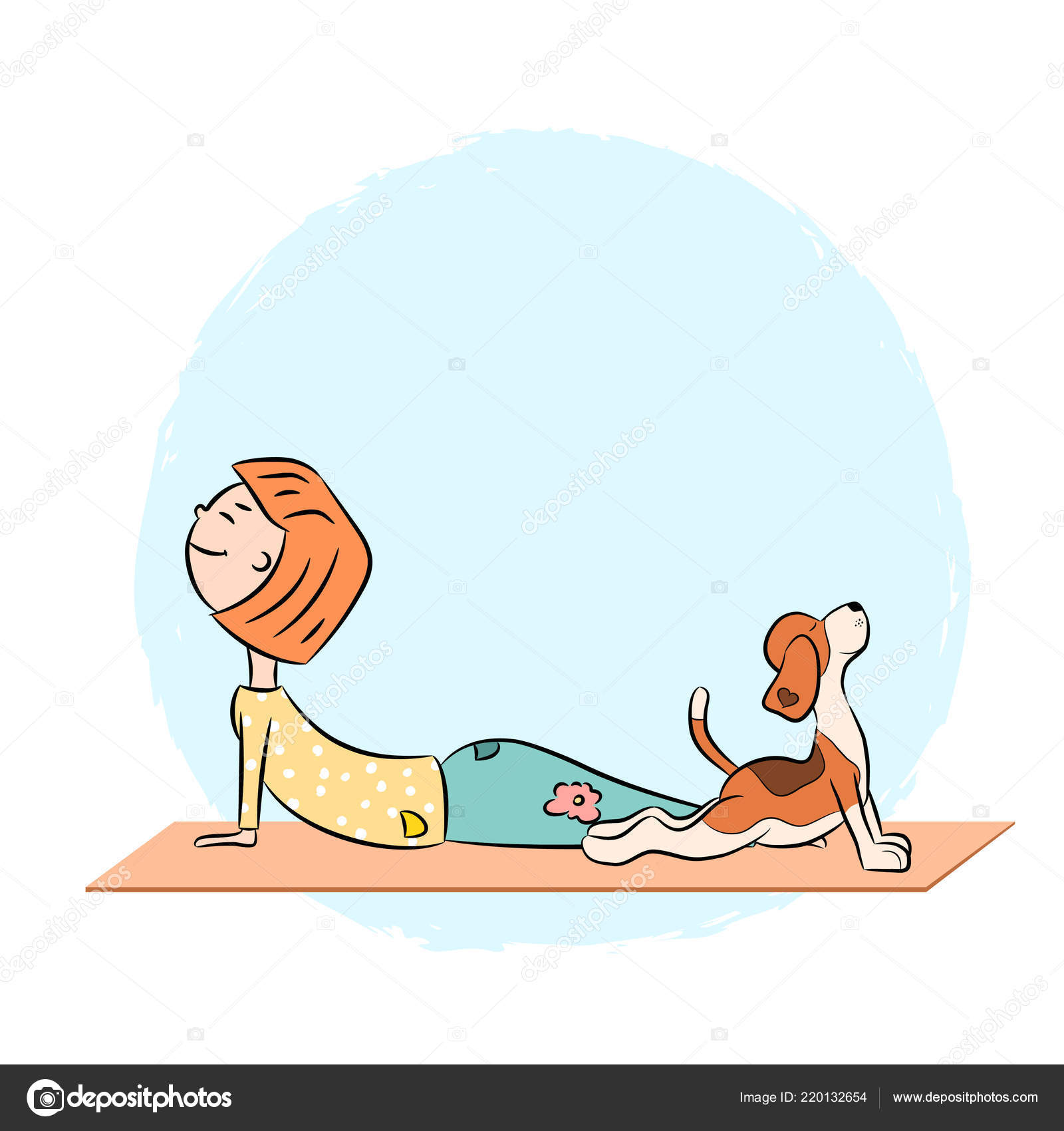 Cartoon Funny Dog Beagle Girl Doing Yoga Pose Surya Namaskara Stock Vector  Image by © #220132654