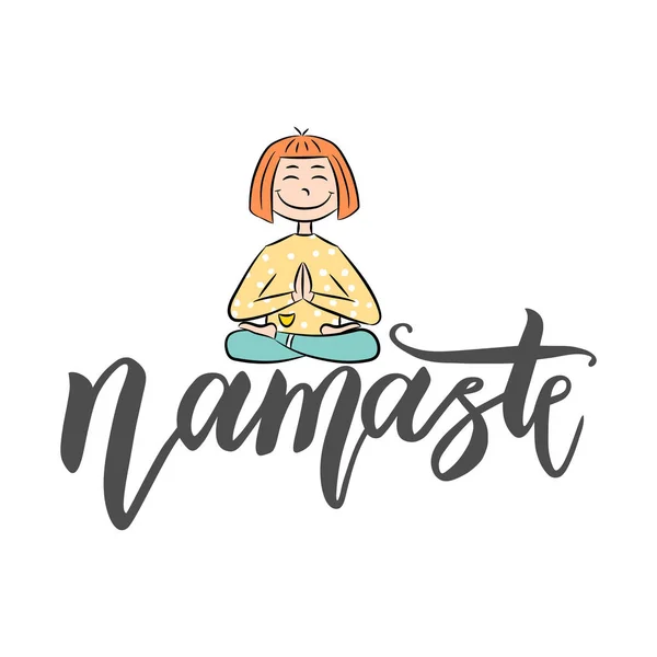 Yoga Fundo Letras Cartaz Caligráfico Com Frase Namaste Citação Desenhada —  Vetores de Stock