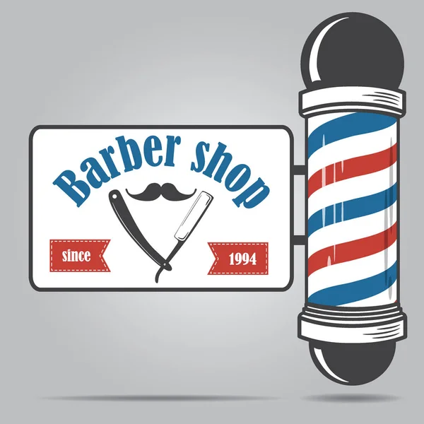 Ouderwets Vintage Glazen Barber Shop Stok Met Kapper Teken Vectorillustratie — Stockvector