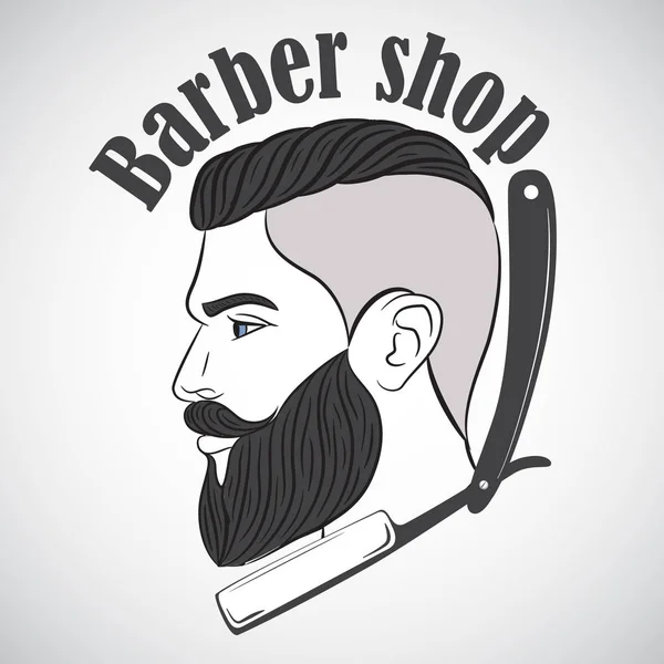 Vintage Barbería Emblema Etiqueta Insignia Logotipo Hombre Con Barba Hipster — Vector de stock