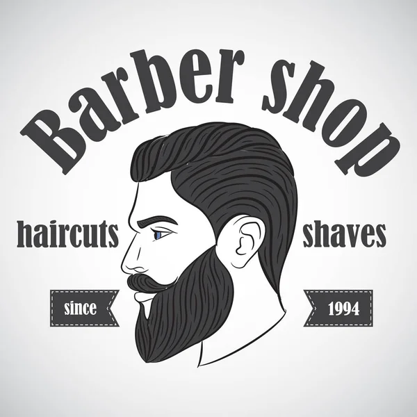 Vintage Barbeiro Loja Emblema Rótulo Crachá Logotipo Homem Com Barba —  Vetores de Stock