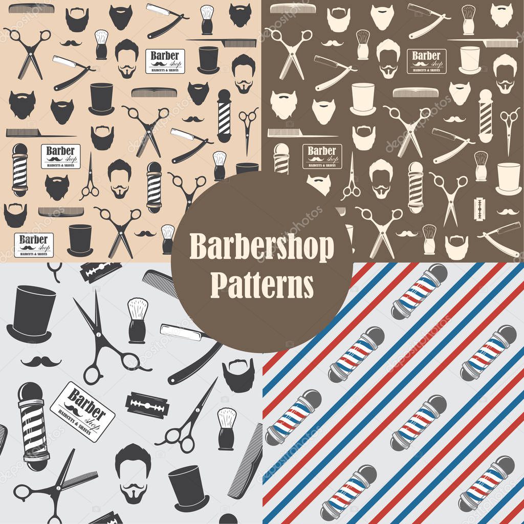 Barber shop vintage seamless pattern. Decorative wallpaper, for printing. Design background. Vector illustration