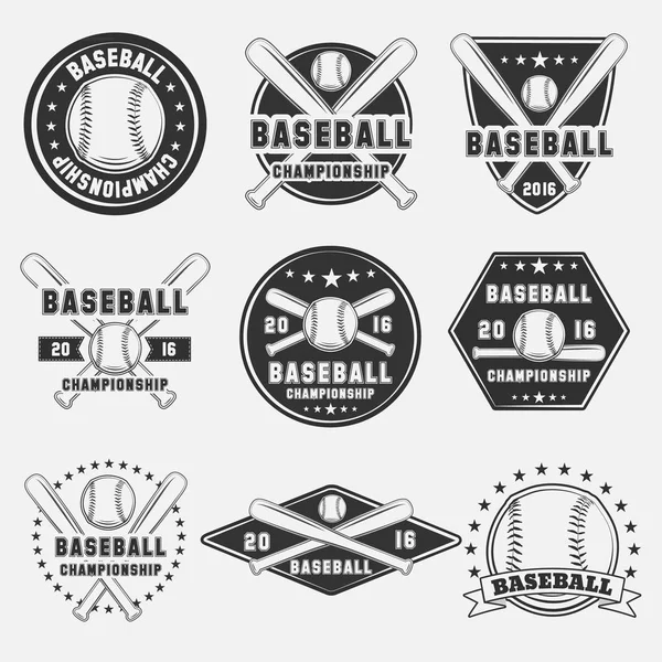 Набор Винтажных Бейсбольный Логотип Значок Эмблема Значок Элементы Дизайна Векторная — стоковый вектор