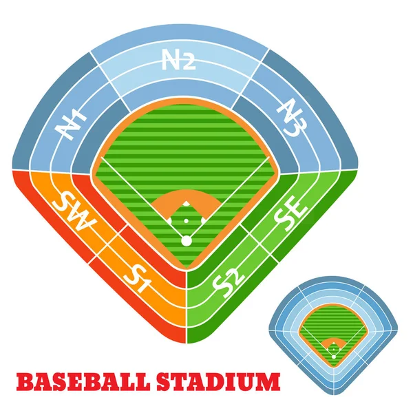 Схема Бейсбольного Стадіону Зоною Векторні Ілюстрації — стоковий вектор