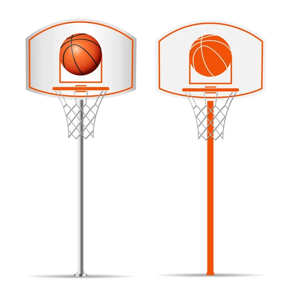 Basketballkorb Korb Ball Isoliert Auf Weißem Hintergrund Vektorillustration — Stockvektor