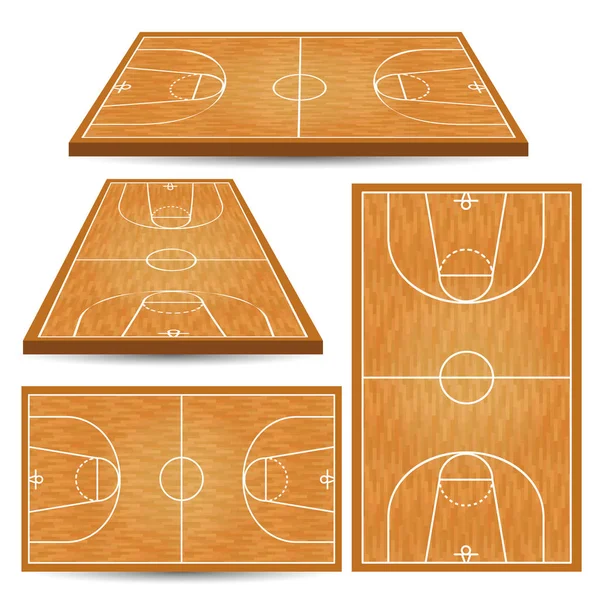 Basketball Fond Court Bois Champ Parquet Isométrique Illustration Vectorielle — Image vectorielle