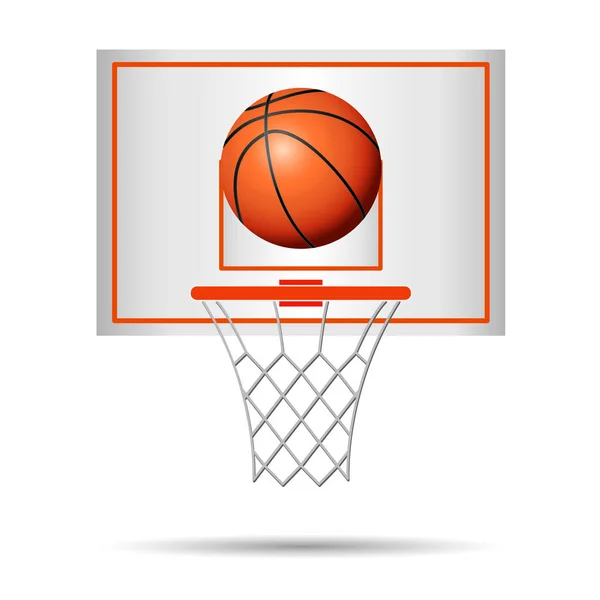 Basketballkorb Korb Ball Isoliert Auf Weißem Hintergrund Vektorillustration — Stockvektor