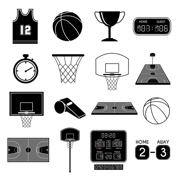 Σύνολο Εικονιδίων Μπάσκετ Εικονογράφηση Διανύσματος — Διανυσματικό Αρχείο