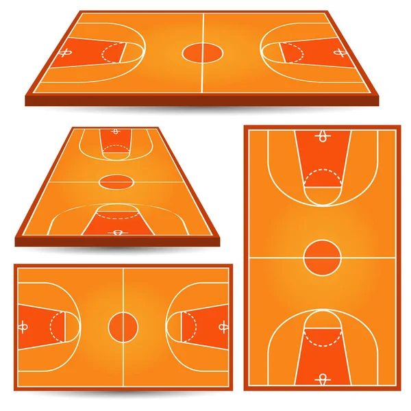 Basketball Fond Court Bois Champ Parquet Isométrique Illustration Vectorielle — Image vectorielle