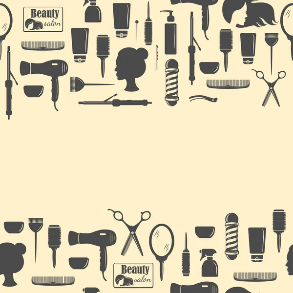 Hairdressers Tools Seamless Pattern Barber Shop Tools Set Flat Icons — Stock Vector
