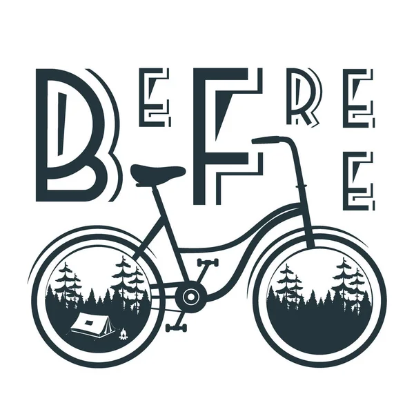Fahrrad Slogan Grafik Mit Zelt Für Shirt Oder Andere Zwecke — Stockvektor
