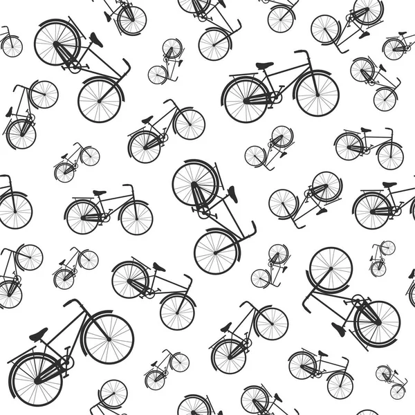 Abstraktes Nahtloses Muster Mit Handgezeichneten Fahrrädern Monochrome Fahrräder Hintergrund Vektorillustration — Stockvektor