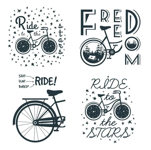 Set Van Prints Met Fiets Slogan Voor Shirt Andere Toepassingen — Stockvector