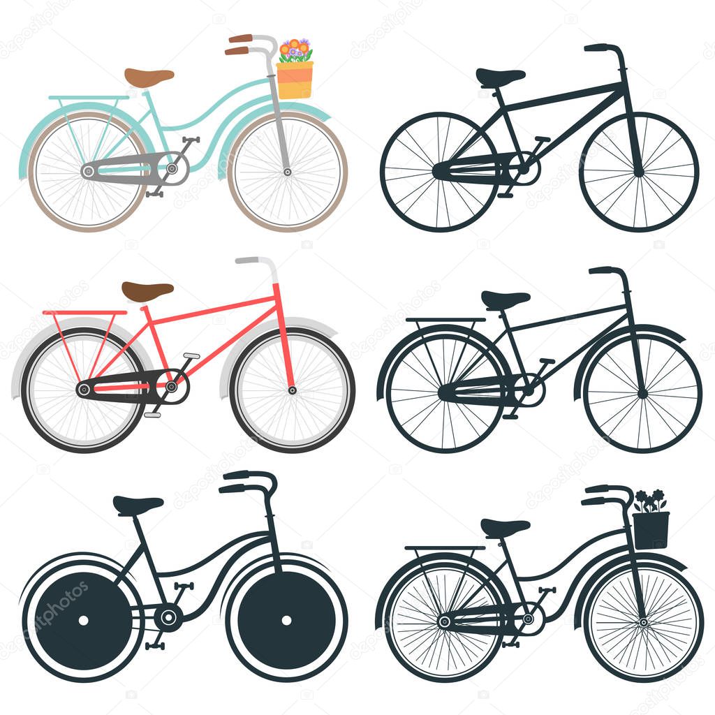 Set of bicycle icons. Vector illustration