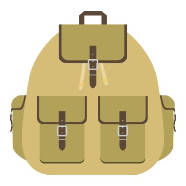 Retro kamp sırt çantası. Turist sırt çantası logosunu görmeniz gerekir. Düz tasarlamak vektör