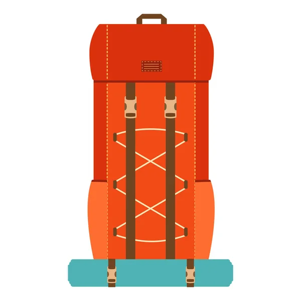 Camping Backpack Tourist Hiking Backpack Logo Flat Design Vector Illustration — Stock Vector