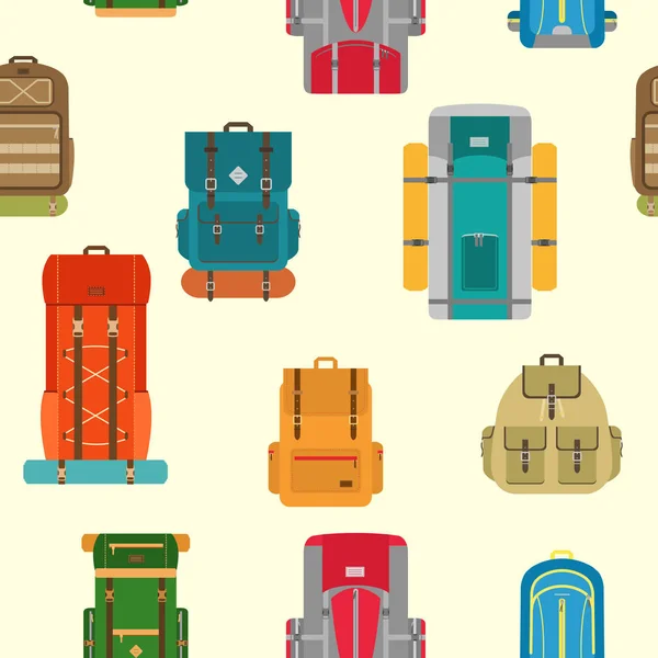 Camping Mochilas Patrón Sin Costuras Ilustración Vectorial — Vector de stock