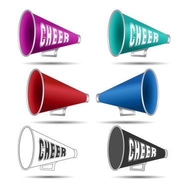 Megaphone-Cheer used by cheerleaders with the word cheer on them. Vector illustration clipart