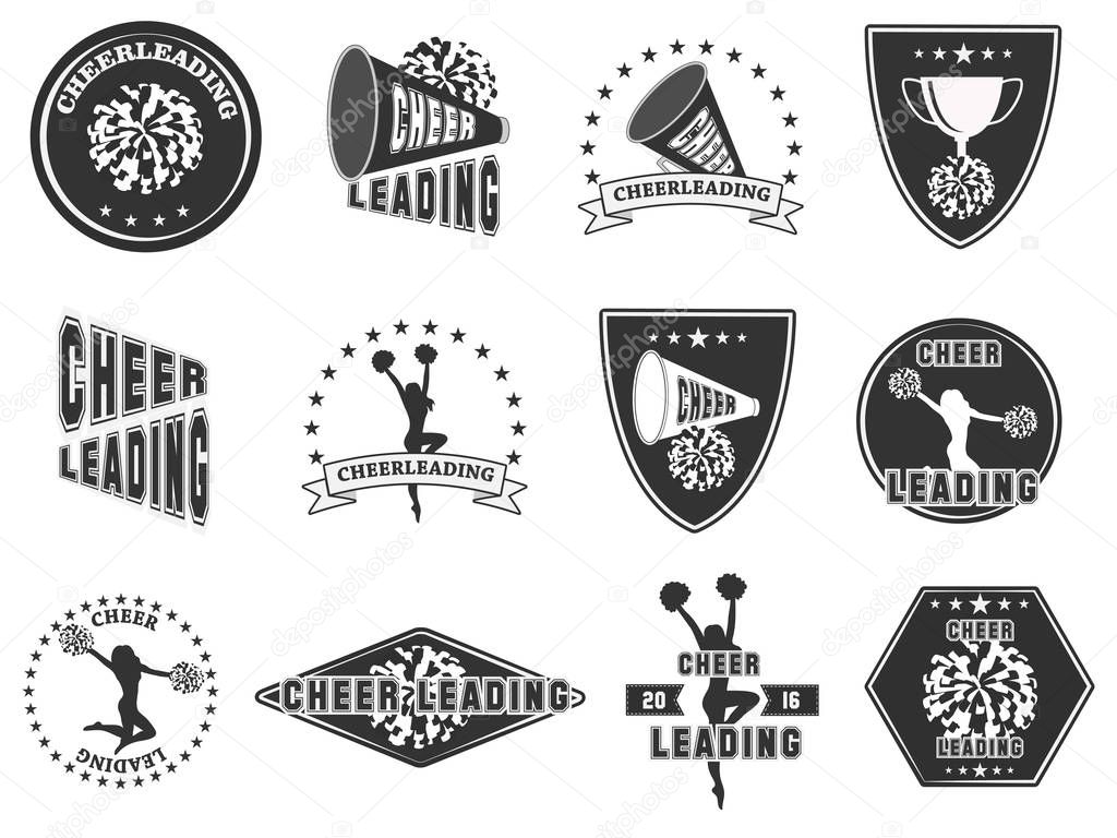 Set of labels, logos for cheerleading. Vector illustration