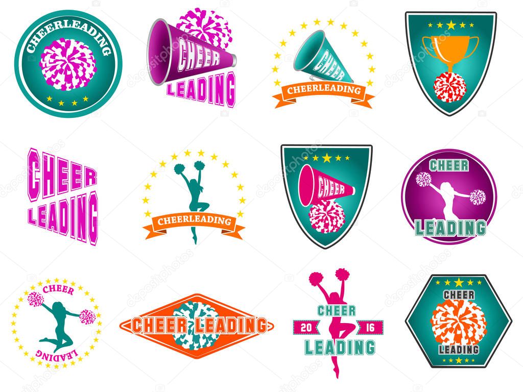 Set of labels, logos for cheerleading. Vector illustration