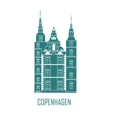 Rosenborg Castle. Kopenhag, Danimarka sembolü. Vektör çizim. Seyahat acentası için simge