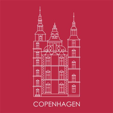 Rosenborg Castle. Kopenhag, Danimarka sembolü. Vektör çizim. Seyahat acentası için simge