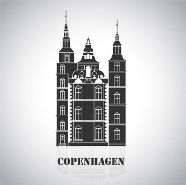 Rosenborg Castle. Kopenhag, Danimarka sembolü. Vektör çizim. Seyahat acentası için simge