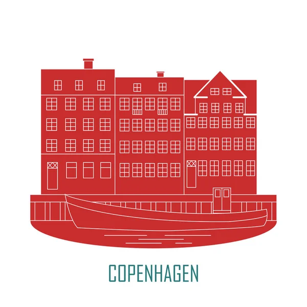 Kopenhaga Dania Nordic Capital Stare Miasto Europejskie Ikona Dla Biura — Wektor stockowy