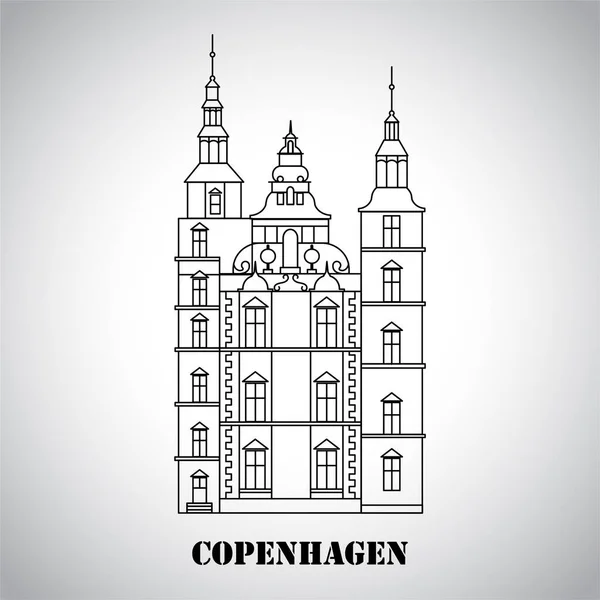 Castillo Rosenborg Símbolo Copenhague Dinamarca Ilustración Vectorial Icono Para Agencia — Archivo Imágenes Vectoriales