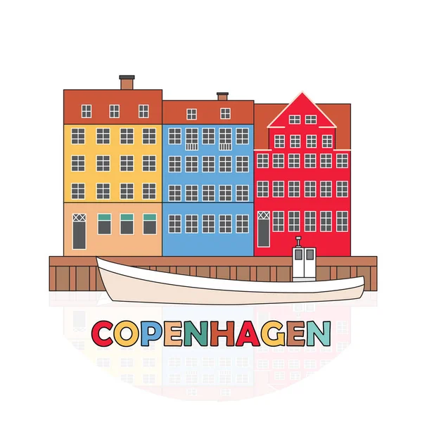 Copenhague Dinamarca Capital Nórdica Vieja Ciudad Europea Icono Para Agencia — Archivo Imágenes Vectoriales