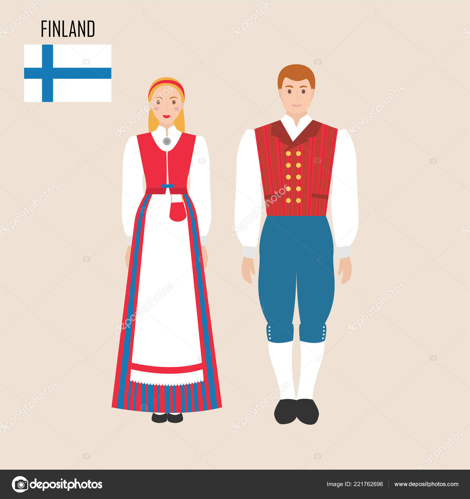 Finland woman man traditional costume vector illustration stock vector