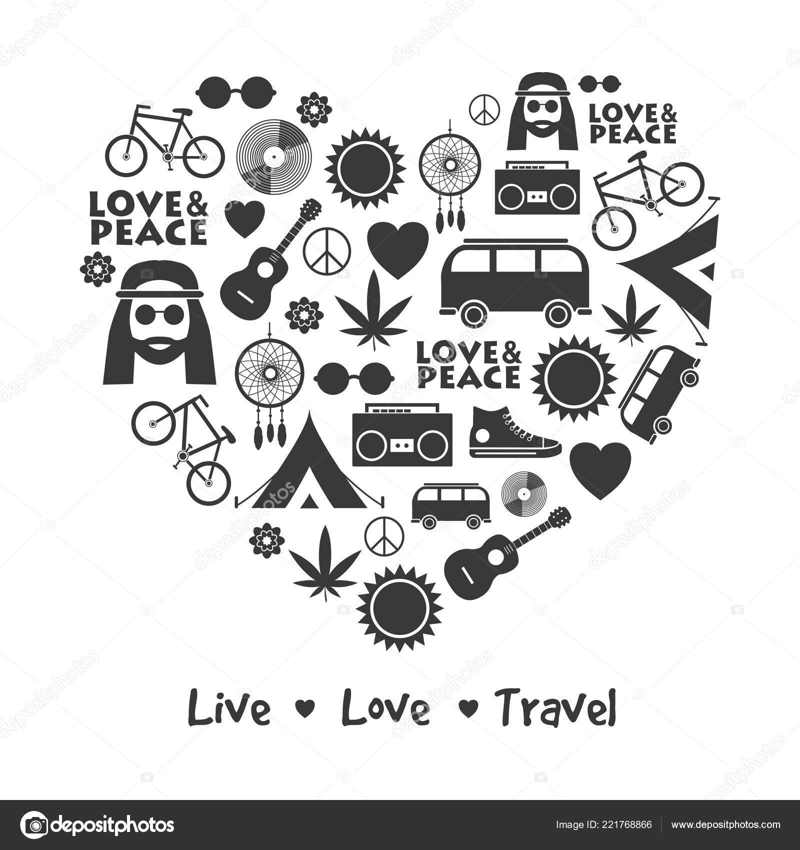 Conjunto Desenhado Mão Objetos Hippies Símbolos Com Lettering Ilustração  Pode Vetor de stock de ©yanabolbot.gmail.com 221768866, image size:1600x1700