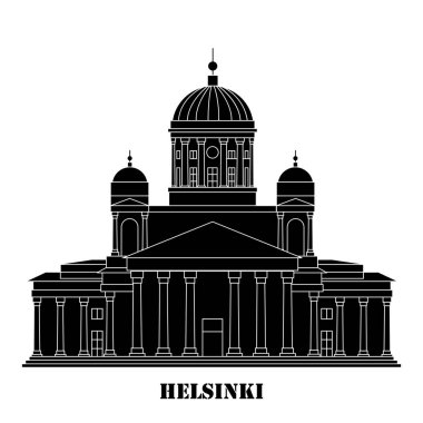 Helsinki, Finlandiya - katedral sembolü. Seyahat acentası için dönüm noktası simgesi. Vektör çizim. 