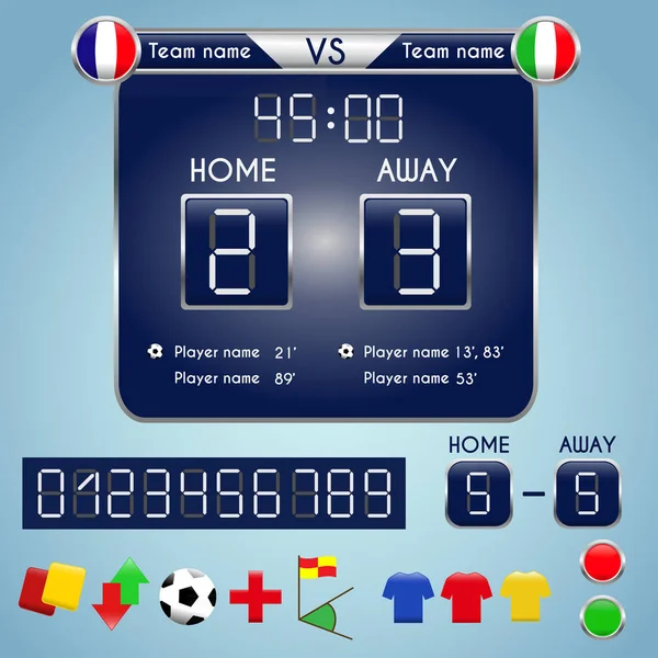 Scoreboard for soccer match score board Royalty Free Vector