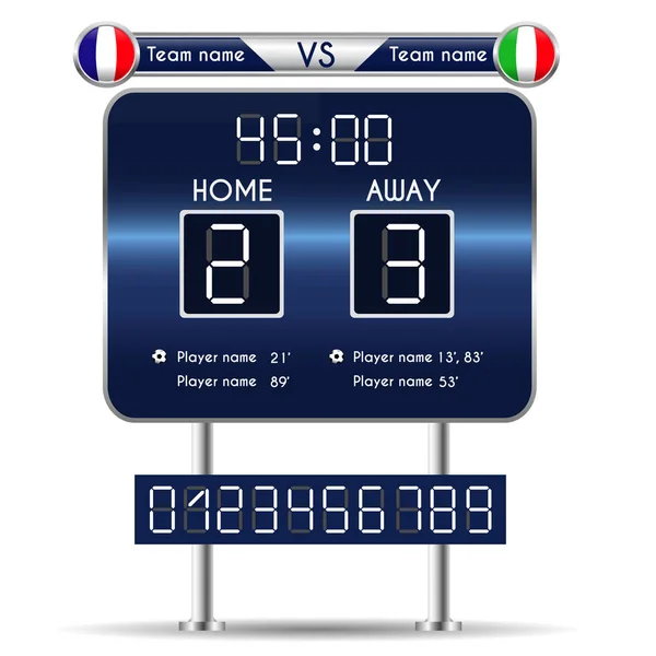 Diffusion Graphique Pour Score Final Football Statistiques Des Matchs Football — Image vectorielle